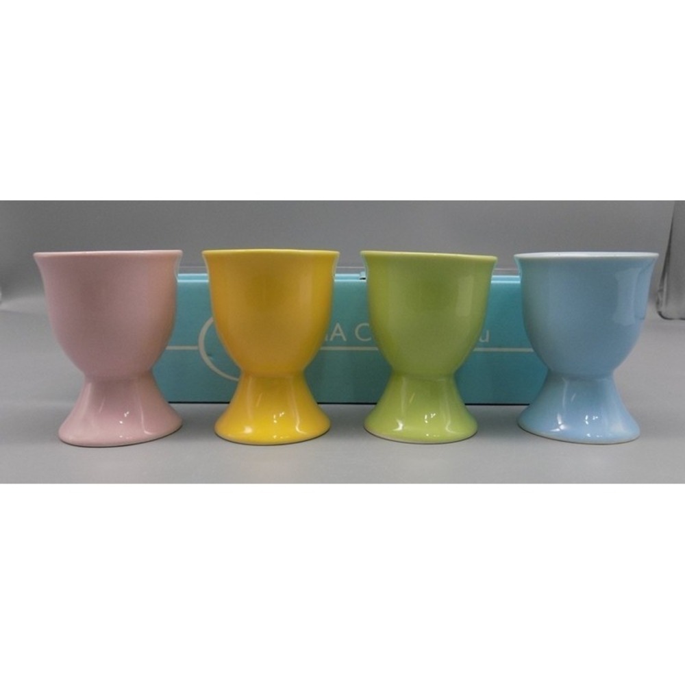 New BIA Cordon Bleu Ceramic Egg Cups Pastel Colors Mint in Box Easter